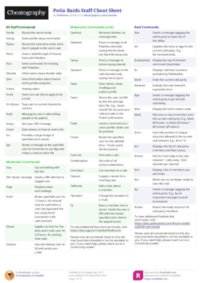 PoGo Raids Staff Cheat Sheet