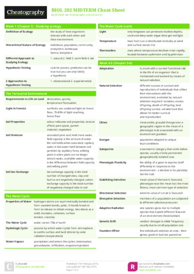 BIOL 202 MIDTERM Cheat Sheet