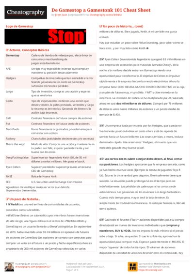 De Gamestop a Gamestonk 101 Cheat Sheet