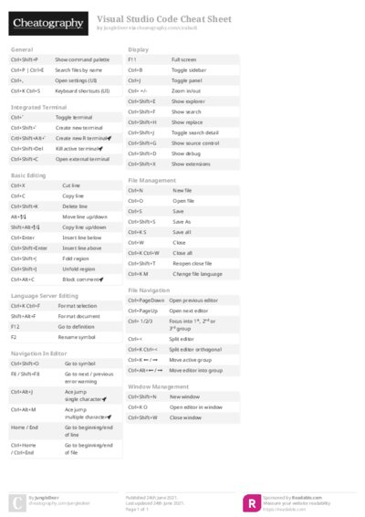Visual Studio Code Cheat Sheet