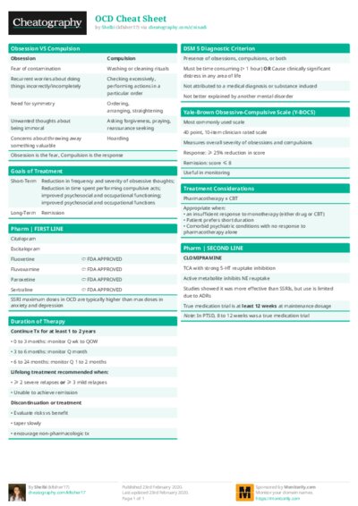 OCD Cheat Sheet