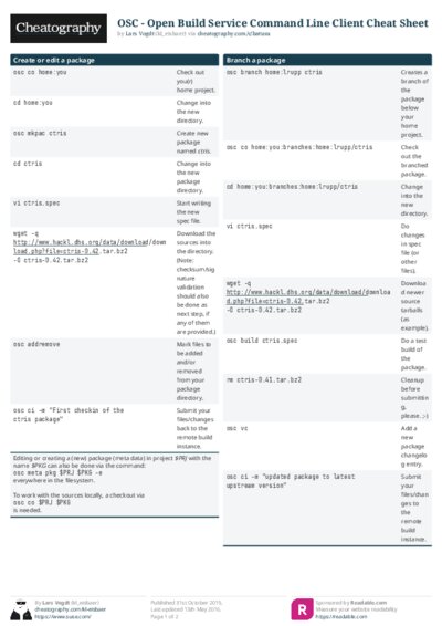 OSC - Open Build Service Command Line Client Cheat Sheet