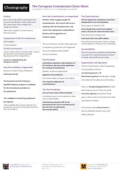The European Commission Cheat Sheet