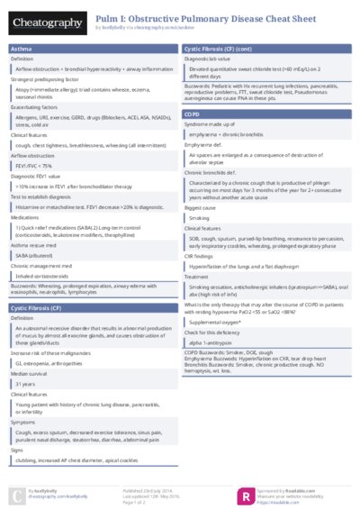 Pulm I: Obstructive Pulmonary Disease Cheat Sheet