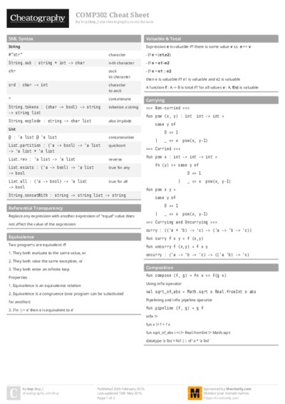 COMP302 Cheat Sheet