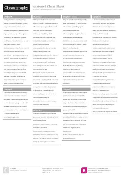anatony2 Cheat Sheet