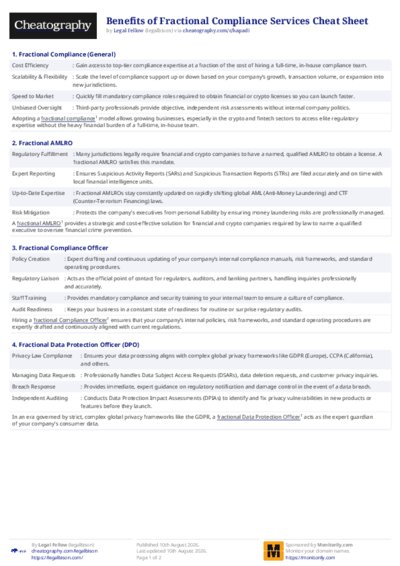 Benefits of Fractional Compliance Services Cheat Sheet