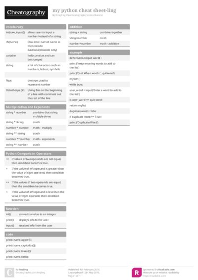 my python cheat sheet-ling