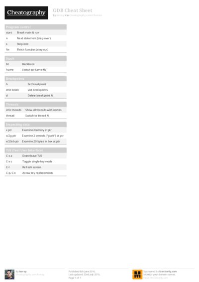 GDB Cheat Sheet