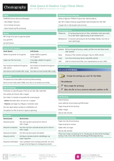 Disk Quota & Shadow Copy Cheat Sheet