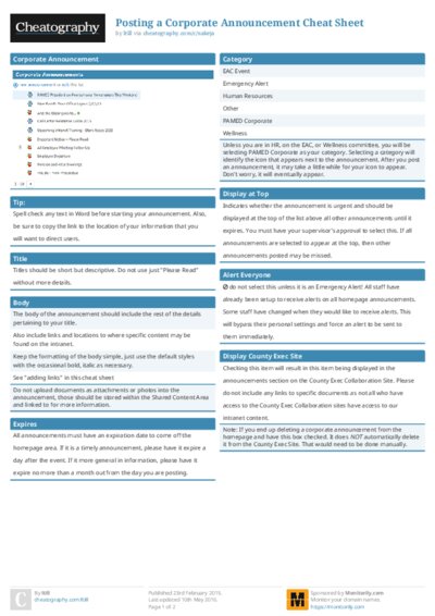 Posting a Corporate Announcement Cheat Sheet