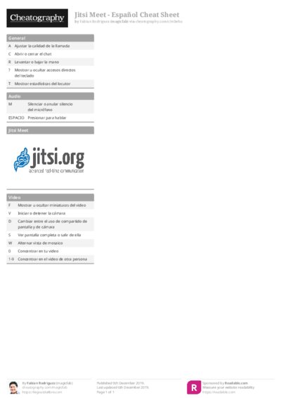 Jitsi Meet - Español Cheat Sheet