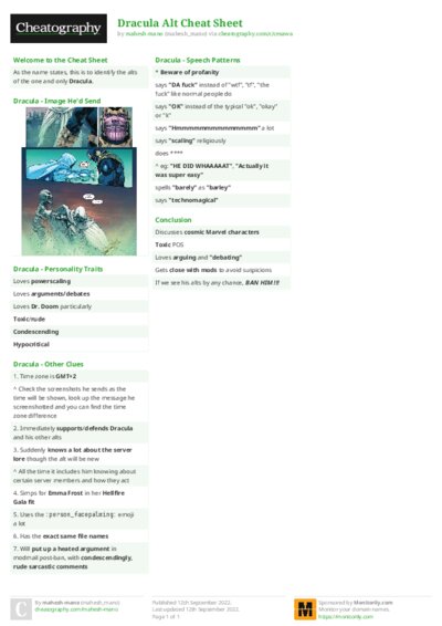 Dracula Alt Cheat Sheet