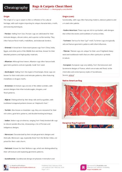 Rugs & Carpets Cheat Sheet
