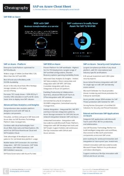 SAP on Azure Cheat Sheet
