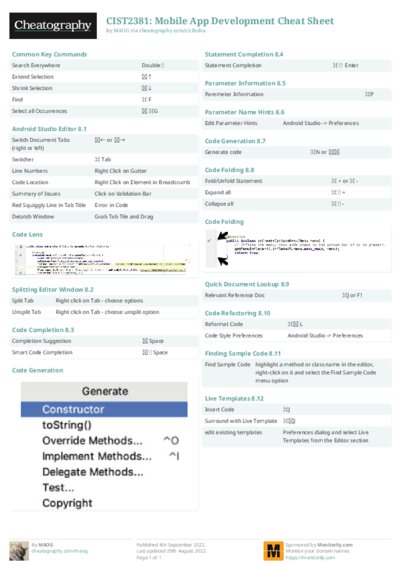 CIST2381: Mobile App Development Cheat Sheet