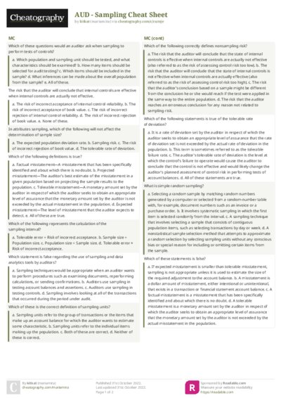 AUD - Sampling Cheat Sheet
