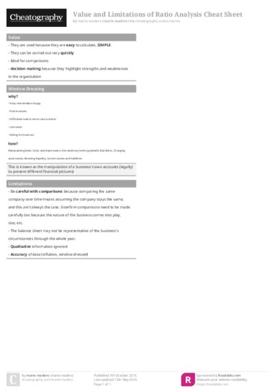 Value and Limitations of Ratio Analysis Cheat Sheet