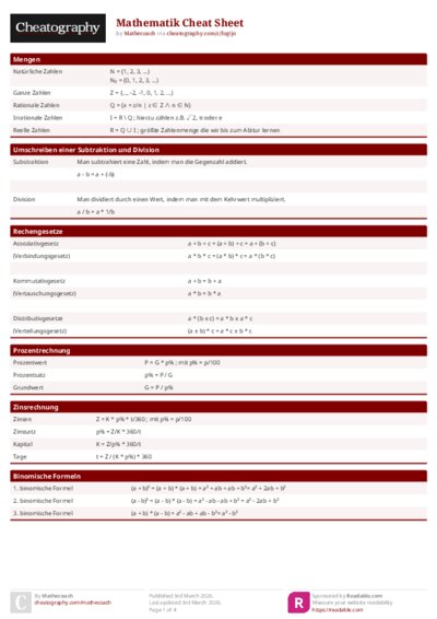 Mathematik Cheat Sheet