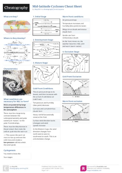 Mid-latitude Cyclones Cheat Sheet