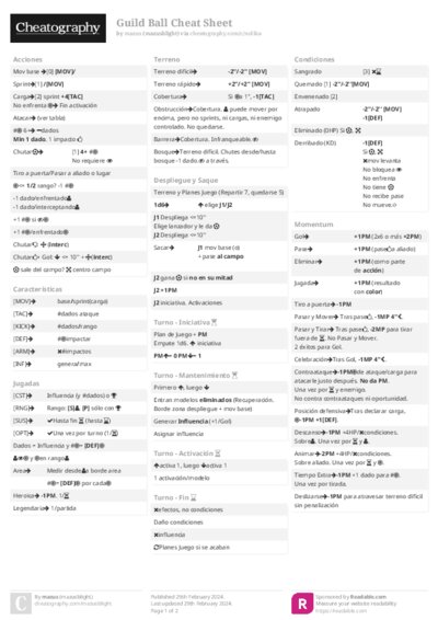 Guild Ball Cheat Sheet