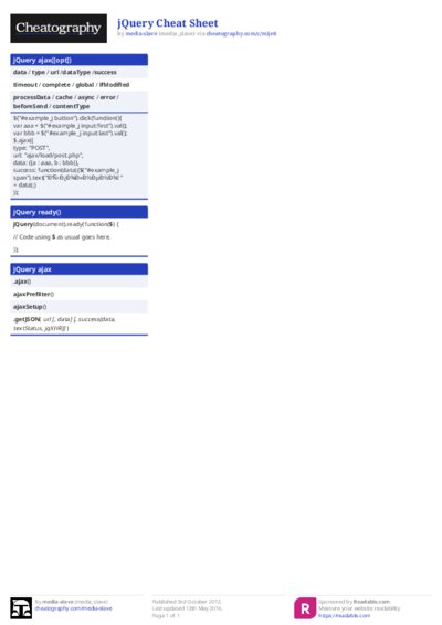 jQuery Cheat Sheet