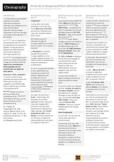 Droit de la Responsabilité administrative Cheat Sheet