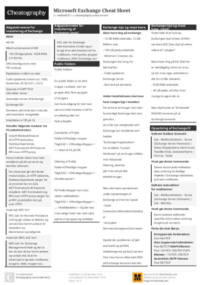 Microsoft Exchange Cheat Sheet
