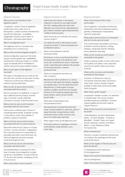 Final Exam Study Guide Cheat Sheet
