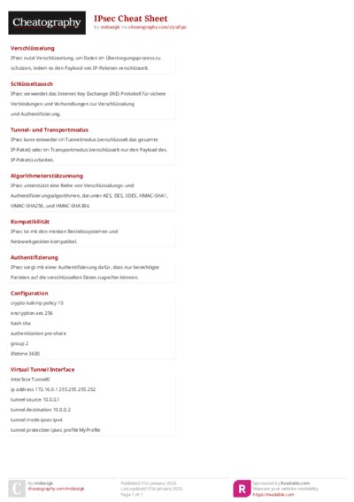 IPsec Cheat Sheet