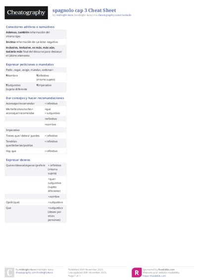 spagnolo cap 3 Cheat Sheet