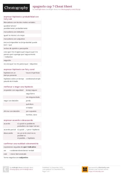 spagnolo cap 7 Cheat Sheet