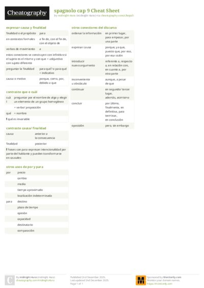spagnolo cap 9 Cheat Sheet