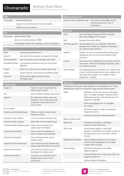 Backup Cheat Sheet
