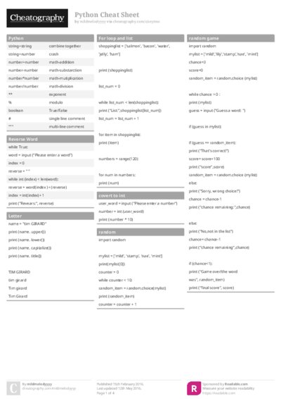 Python Cheat Sheet