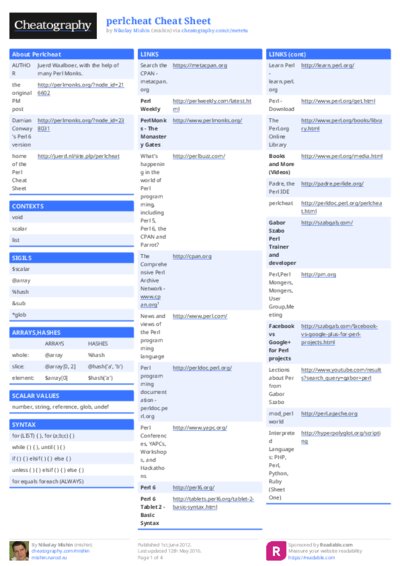 perlcheat Cheat Sheet