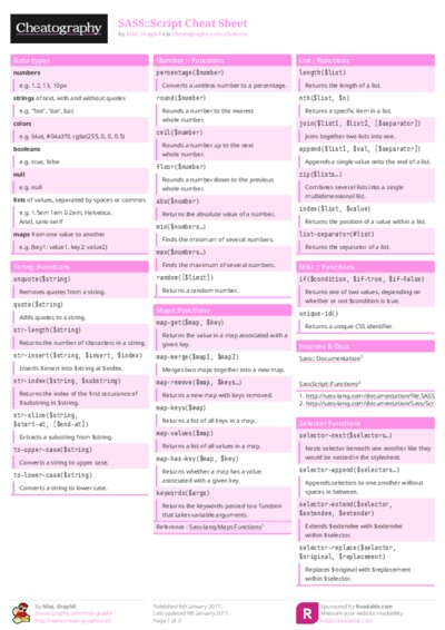 SASS::Script Cheat Sheet