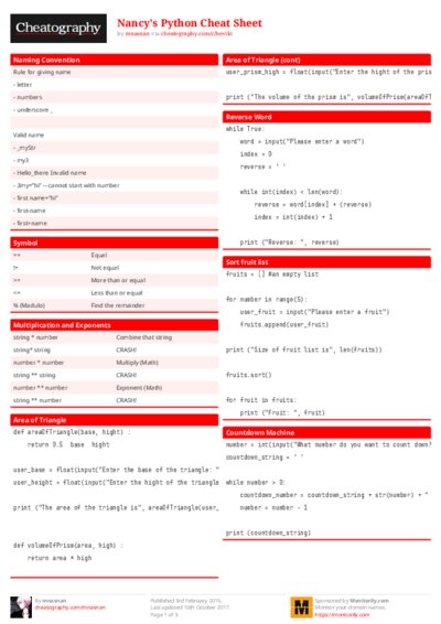 Nancy's Python Cheat Sheet