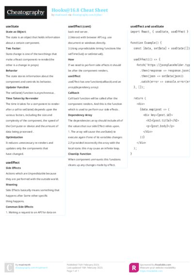 Hooks@16.8 Cheat Sheet