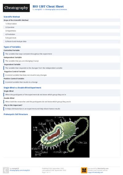 BIO 130T Cheat Sheet