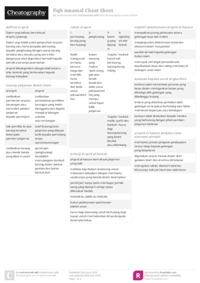 fiqh muamal Cheat Sheet