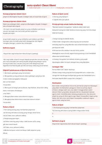nota syukri Cheat Sheet