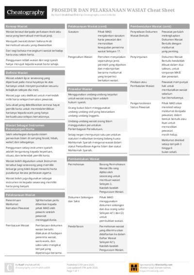 PROSEDUR DAN PELAKSANAAN WASIAT Cheat Sheet