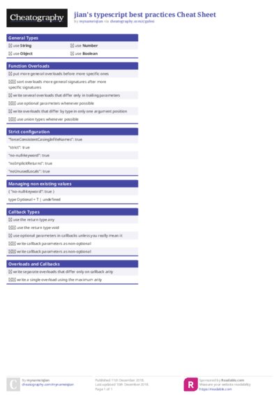 jian's typescript best practices Cheat Sheet