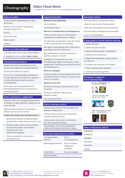 Ethics Cheat Sheet