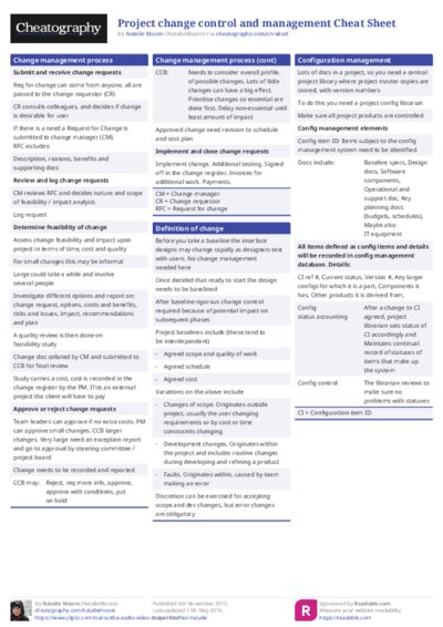 Project change control and management Cheat Sheet