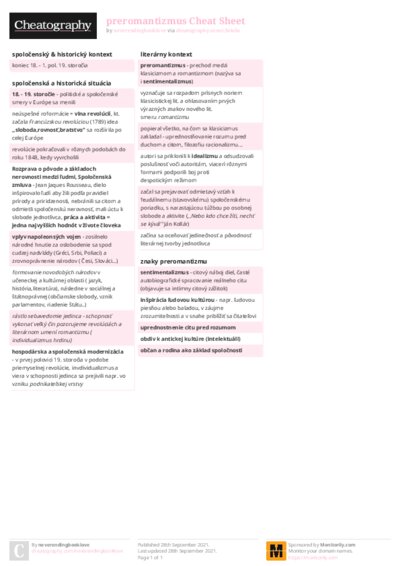 preromantizmus Cheat Sheet