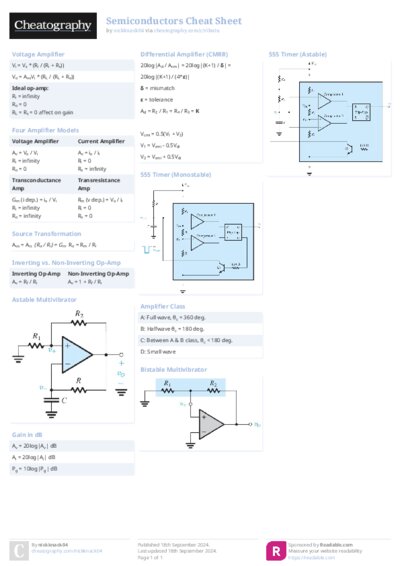 Semiconductors Cheat Sheet