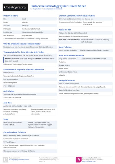 Endocrine toxicology Quiz 1 Cheat Sheet
