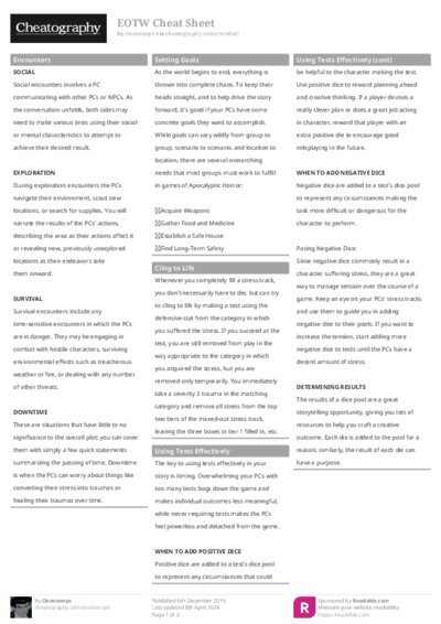 EOTW Cheat Sheet